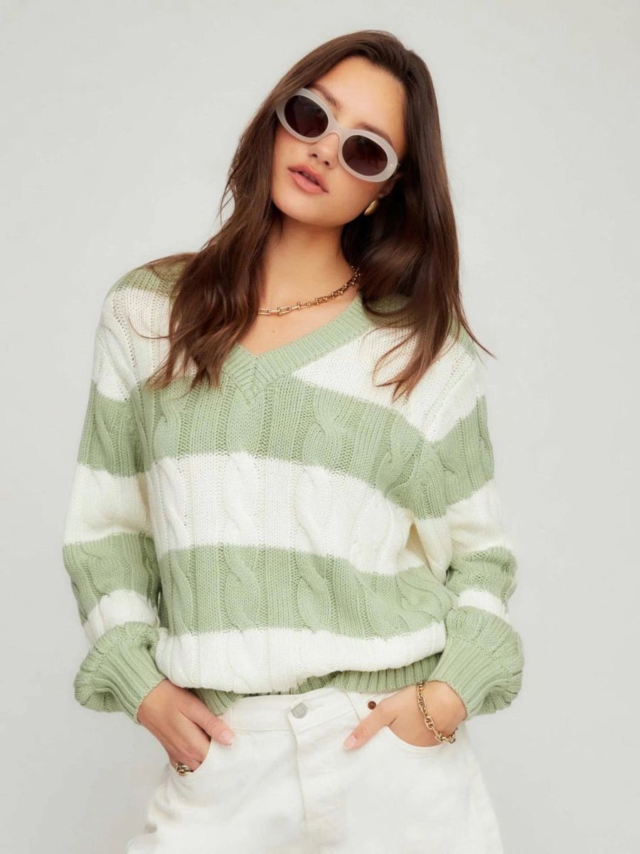 Avalee Stripe Cable Sweater